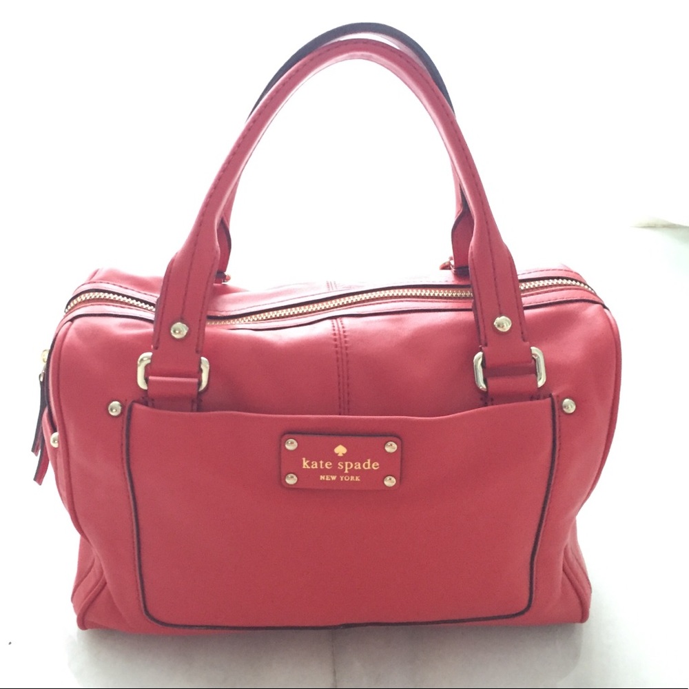 Large red leather Kate Spade bag